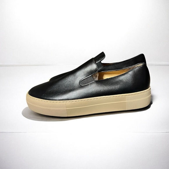 🌻NEW NWOT FRAME Le Ren Black Leather Slip-On Platform Sneaker Women Size 40.5 - Picture 1 of 11